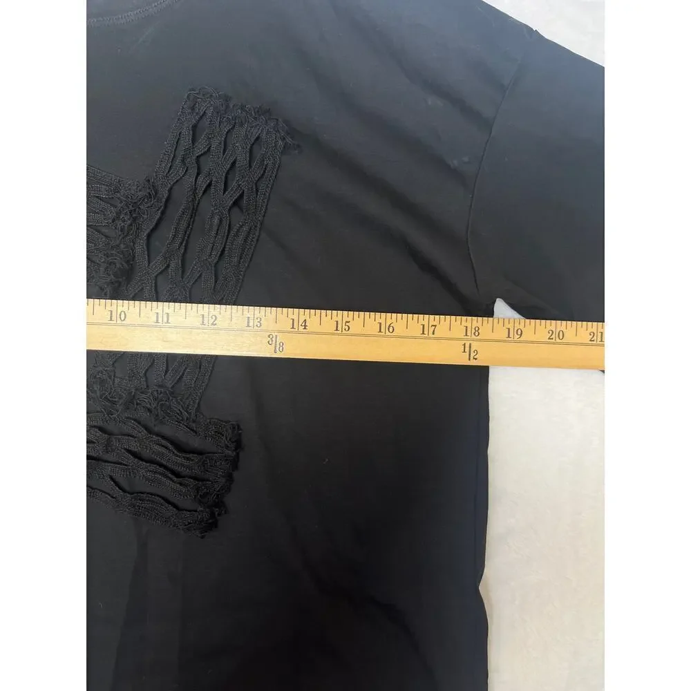 Plain People Japan Black Textured Lace Tshirt Minimalist Streetwear Neutral sz 2